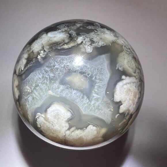 Black Flower Agate‎ Sphere (1) - Picture 5 of 10